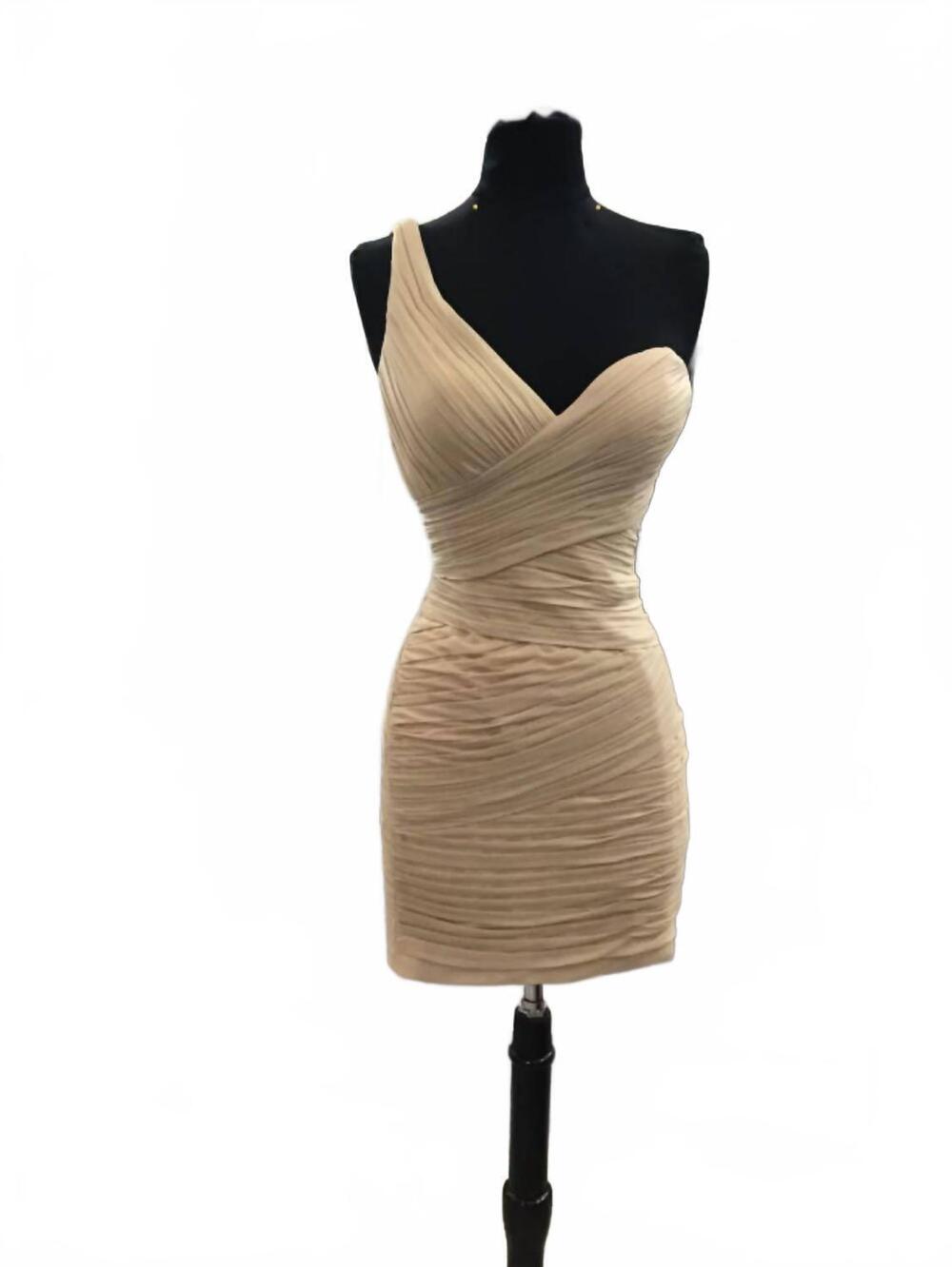 NEW LA FEMME women's one-shoulder strap dress in nude